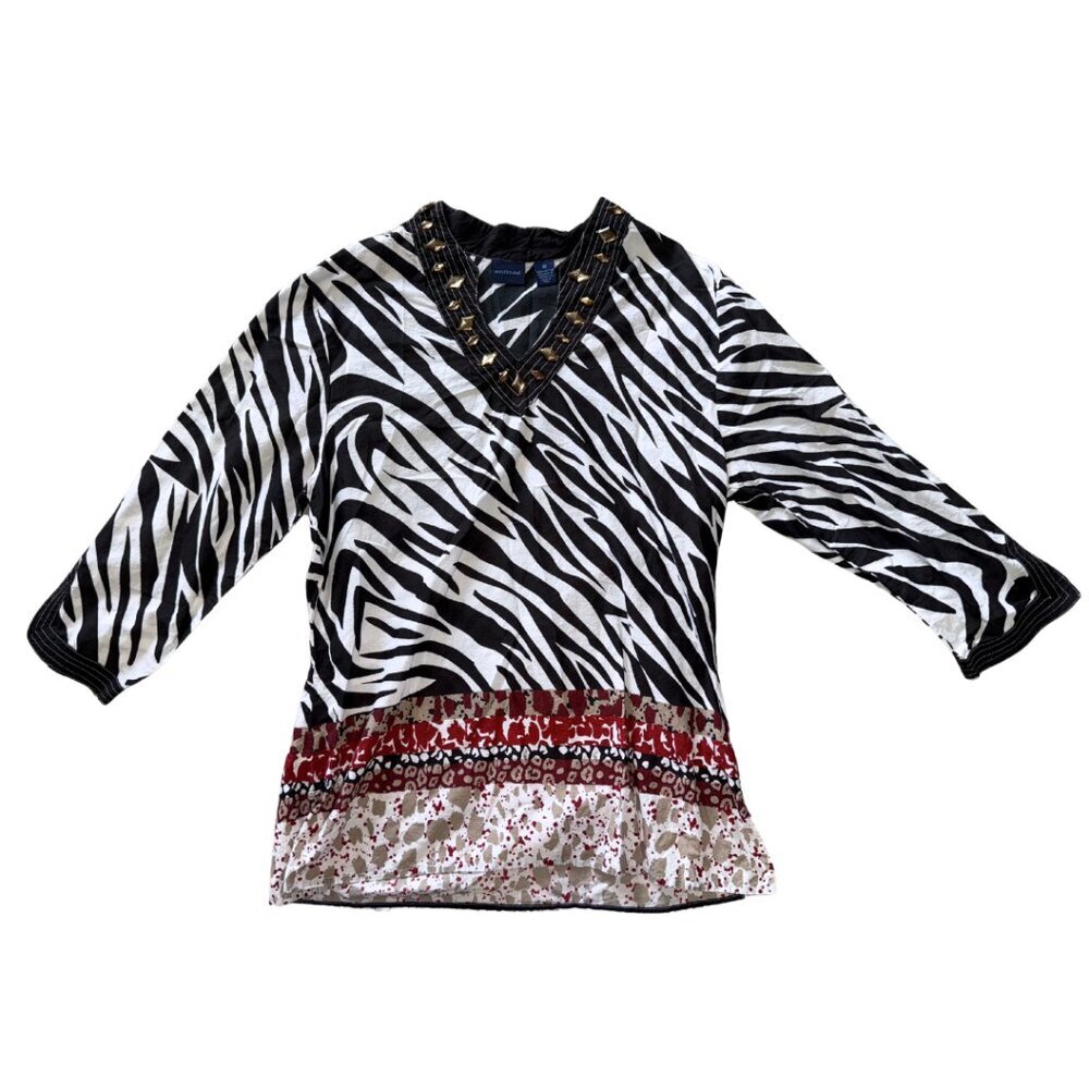 Zebra Aztec Westbound Women's Top 100% Cotton Medium